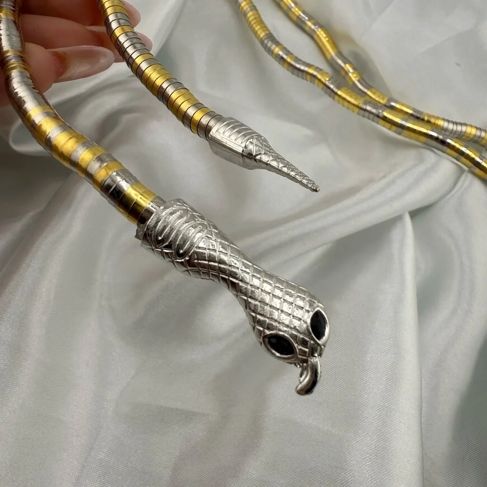 Multi Anthropologie Serpent serpentine Gold and Silver Snake Necklace - Picture 8 of 11